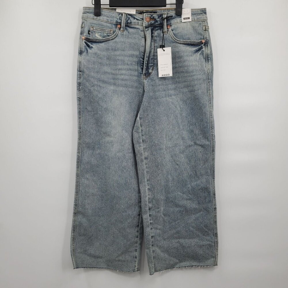 Judy Blue Mid Rise Tummy Control Raw Hem Cropped Wide Leg Jens Women Size 13 NWT